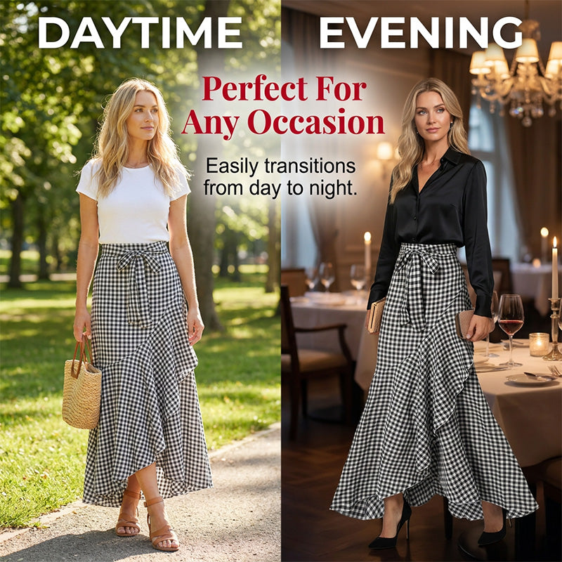 ⏰🔥LIMITED TIME 50% OFF!🔥Women's High-Waist Asymmetrical Ruffle Maxi Skirt