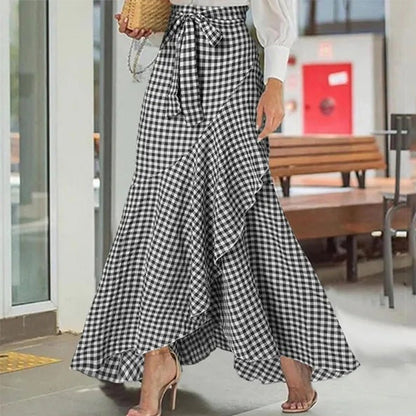 ⏰🔥LIMITED TIME 50% OFF!🔥Women's High-Waist Asymmetrical Ruffle Maxi Skirt