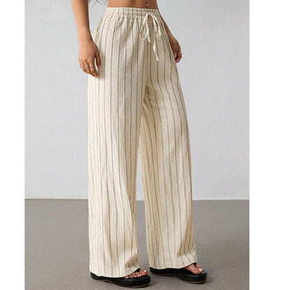 👖 LIMITED-TIME 50% OFF! ✨ Women's Striped Wide-Leg Pants – Drawstring Waist, Lightweight, Versatile 🌸