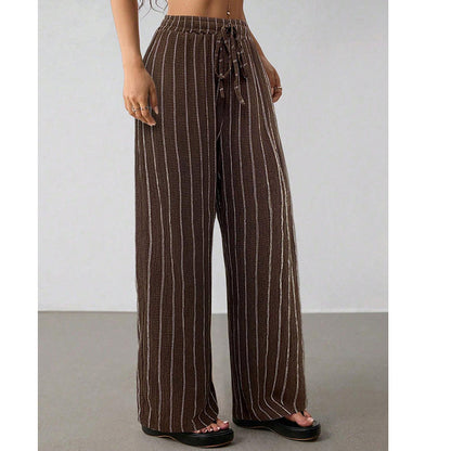 👖 LIMITED-TIME 50% OFF! ✨ Women's Striped Wide-Leg Pants – Drawstring Waist, Lightweight, Versatile 🌸