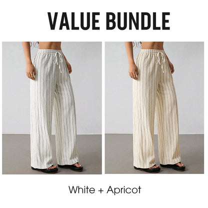 👖 LIMITED-TIME 50% OFF! ✨ Women's Striped Wide-Leg Pants – Drawstring Waist, Lightweight, Versatile 🌸