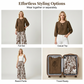 🚗LAST DAY SALE 50% OFF⚡Casual Tie-Neck Blouse and Wide-Leg Pants Outfit