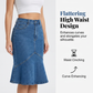 Flared Mermaid Denim Midi Skirt