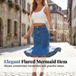 Flared Mermaid Denim Midi Skirt