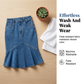 Flared Mermaid Denim Midi Skirt