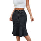 Flared Mermaid Denim Midi Skirt