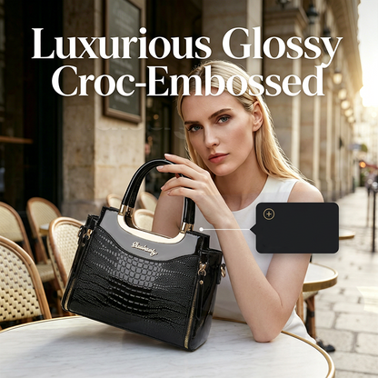 💎2026 Hot Sale✨Women's Vintage Glossy Croc-Embossed Handbag – Chic, Spacious & Effortlessly Elegant