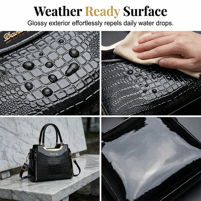 💎2026 Hot Sale✨Women's Vintage Glossy Croc-Embossed Handbag – Chic, Spacious & Effortlessly Elegant
