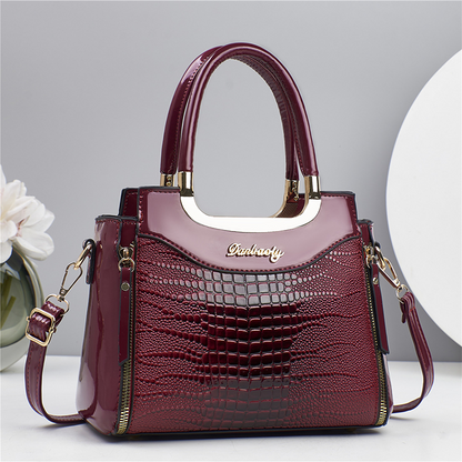 💎2026 Hot Sale✨Women's Vintage Glossy Croc-Embossed Handbag – Chic, Spacious & Effortlessly Elegant