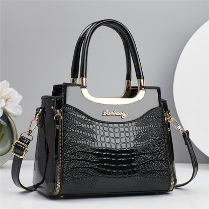 💎2026 Hot Sale✨Women's Vintage Glossy Croc-Embossed Handbag – Chic, Spacious & Effortlessly Elegant