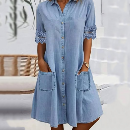 ⏰🔥LIMITED TIME 50% OFF!🔥Women's Casual Loose Fit Denim Dress with Pockets