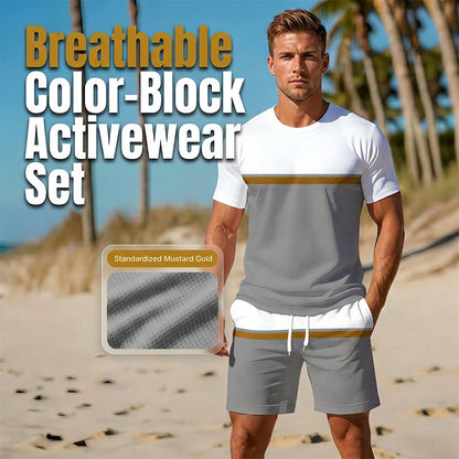 🏃 LIMITED-TIME 50% OFF! ✨ Men's Color-Block Sportswear Set – Breathable, Micro-Mesh, Ergonomic ☀️