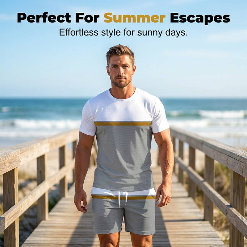 🏃 LIMITED-TIME 50% OFF! ✨ Men's Color-Block Sportswear Set – Breathable, Micro-Mesh, Ergonomic ☀️
