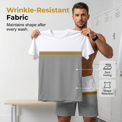 🏃 LIMITED-TIME 50% OFF! ✨ Men's Color-Block Sportswear Set – Breathable, Micro-Mesh, Ergonomic ☀️