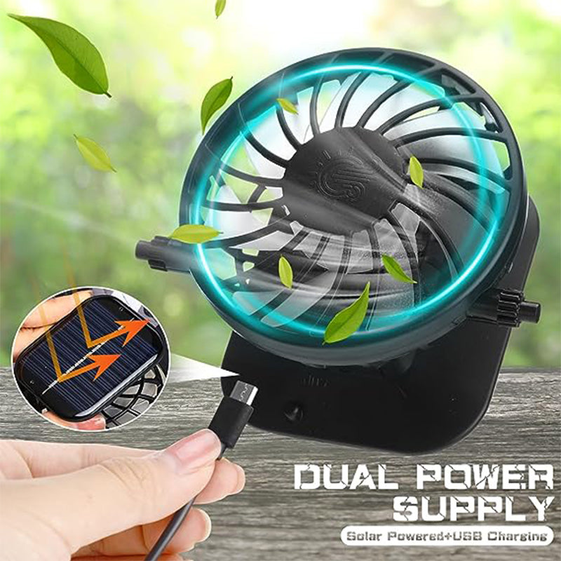 Wide-Brim Sun Hat with Solar-Powered Rechargeable Fan & Detachable Face Shield