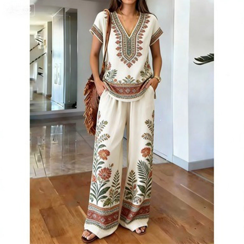 👗 LIMITED-TIME 50% OFF! ✨ Women's Printed Top & Pants Set – Boho Prints, Relaxed Fit, Vacation Ready 🌴