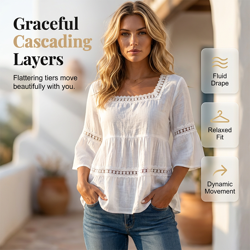 ⏳Limited-time 50% off⏰ Elegant Square Neck Summer Blouse🌸👚