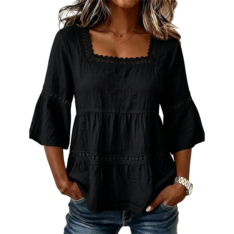 ⏳Limited-time 50% off⏰ Elegant Square Neck Summer Blouse🌸👚