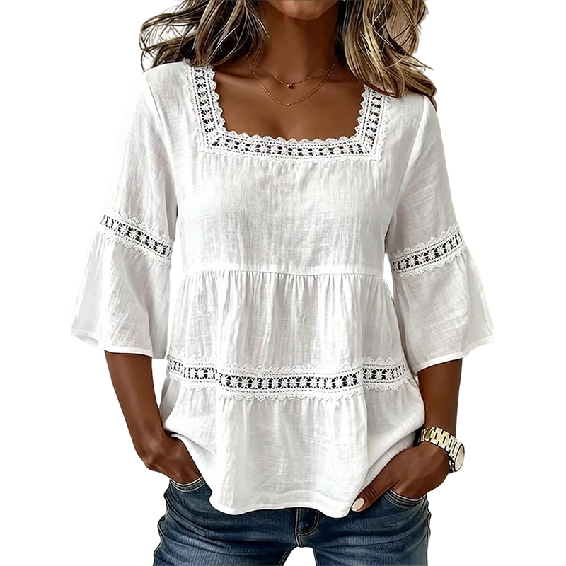 ⏳Limited-time 50% off⏰ Elegant Square Neck Summer Blouse🌸👚