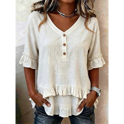⏰LIMITED-TIME OFFER🌸 V-neck ruffle top | Breathable textured fabric—feminine and flattering