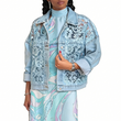 🔥 50% OFF 🌸 Elegant denim jacket with floral lace panels ✨ Feminine expression, exclusive details & timeless style 💎
