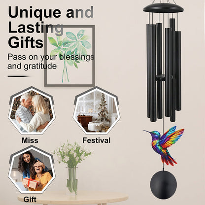🎵 LIMITED-TIME 50% OFF! 💥 Vintage Metal Wind Chimes | Elegant Black Aluminium Garden Decor with Bird & Butterfly Accents for Patio & Porch