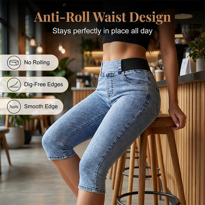 🏆LAST DAY SALE 50% OFF🔥Women’s High Waisted Denim Capri Pants Elastic Waist Cropped Jeans