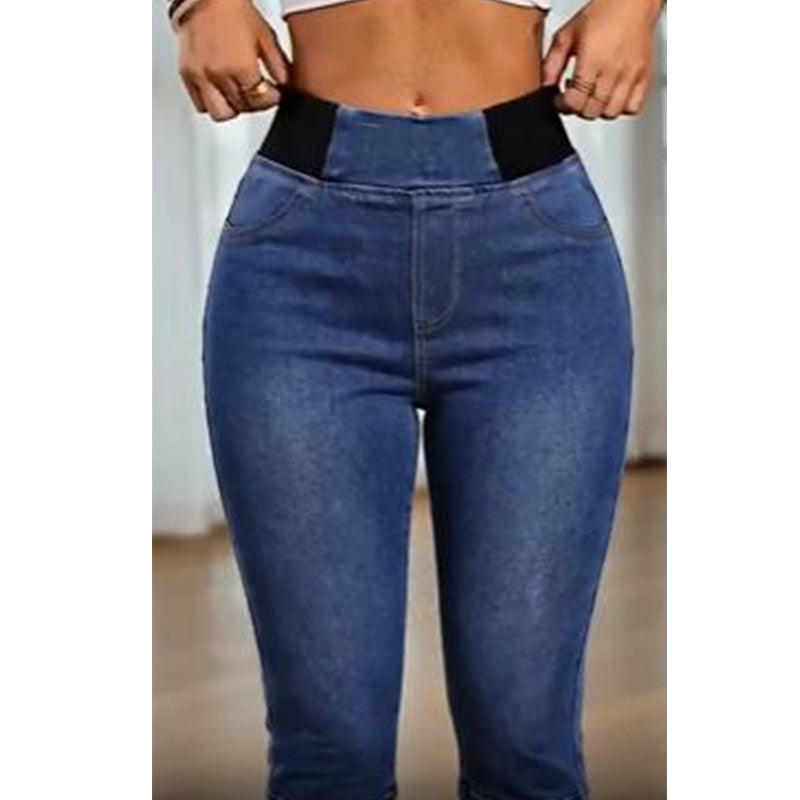 🏆LAST DAY SALE 50% OFF🔥Women’s High Waisted Denim Capri Pants Elastic Waist Cropped Jeans