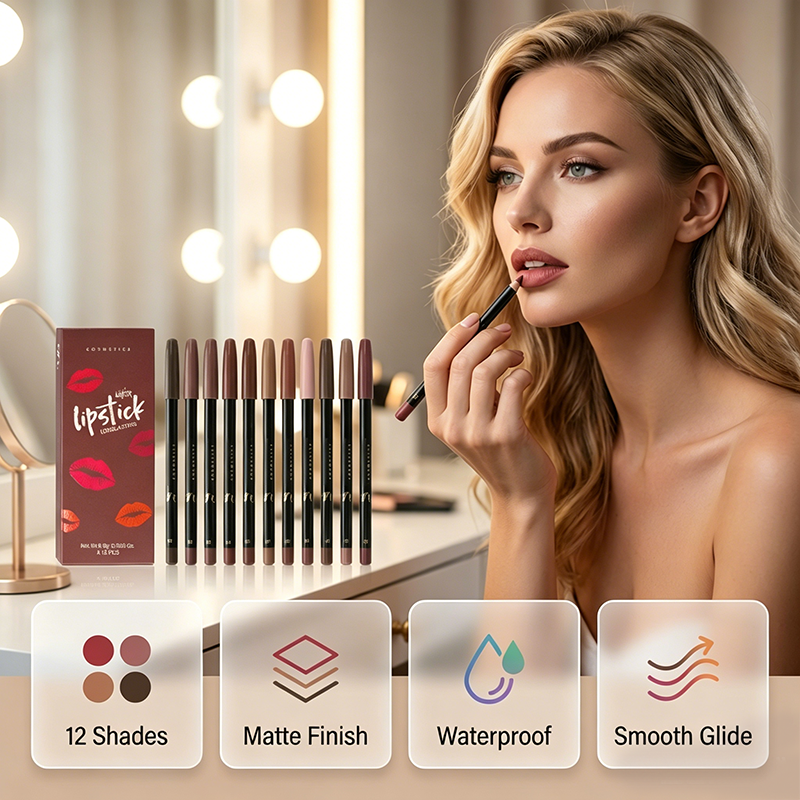12-Piece Matte Lip Liner Pencil Set