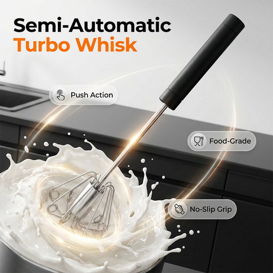 🥚🍳 Semi-automatic stainless steel hand whisk 🔧✨