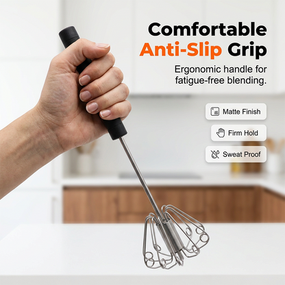 🥚🍳 Semi-automatic stainless steel hand whisk 🔧✨