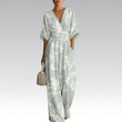 Women's Elegant V-Neck Printed Jumpsuit
