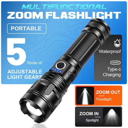 🔦⚡ Multifunctional LED flashlight with zoom – power and emergency utility in one product