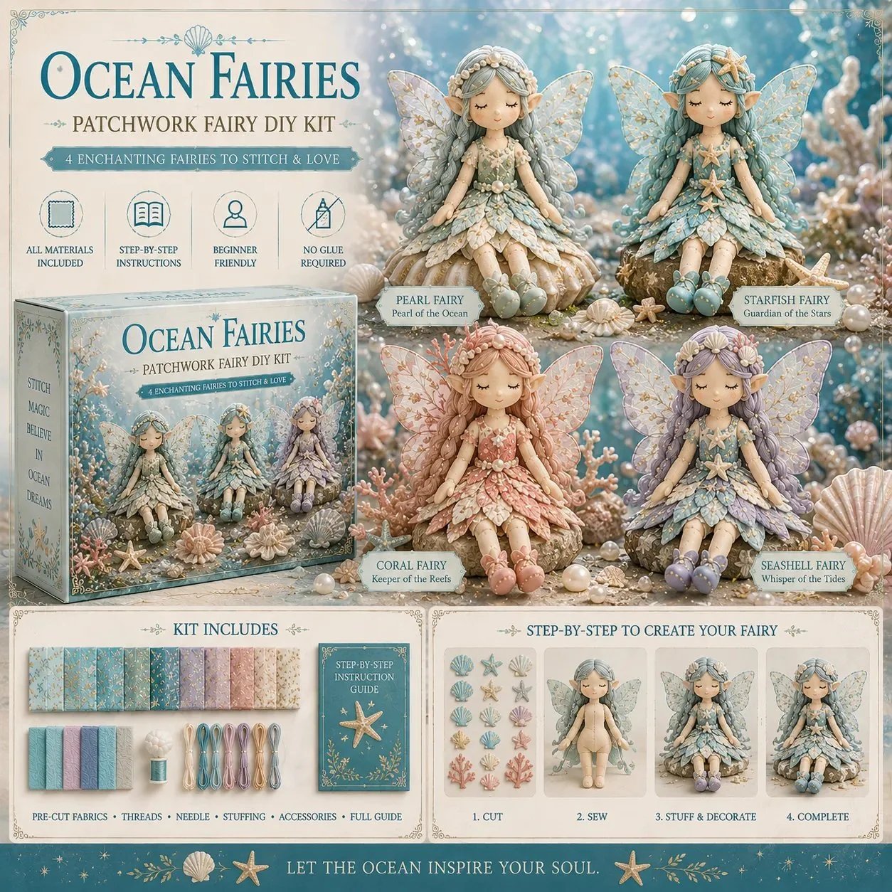 🧚 Create Your Own Fairy World – DIY Patchwork Fairy Doll Kit for Relaxing Craft Time 🌷