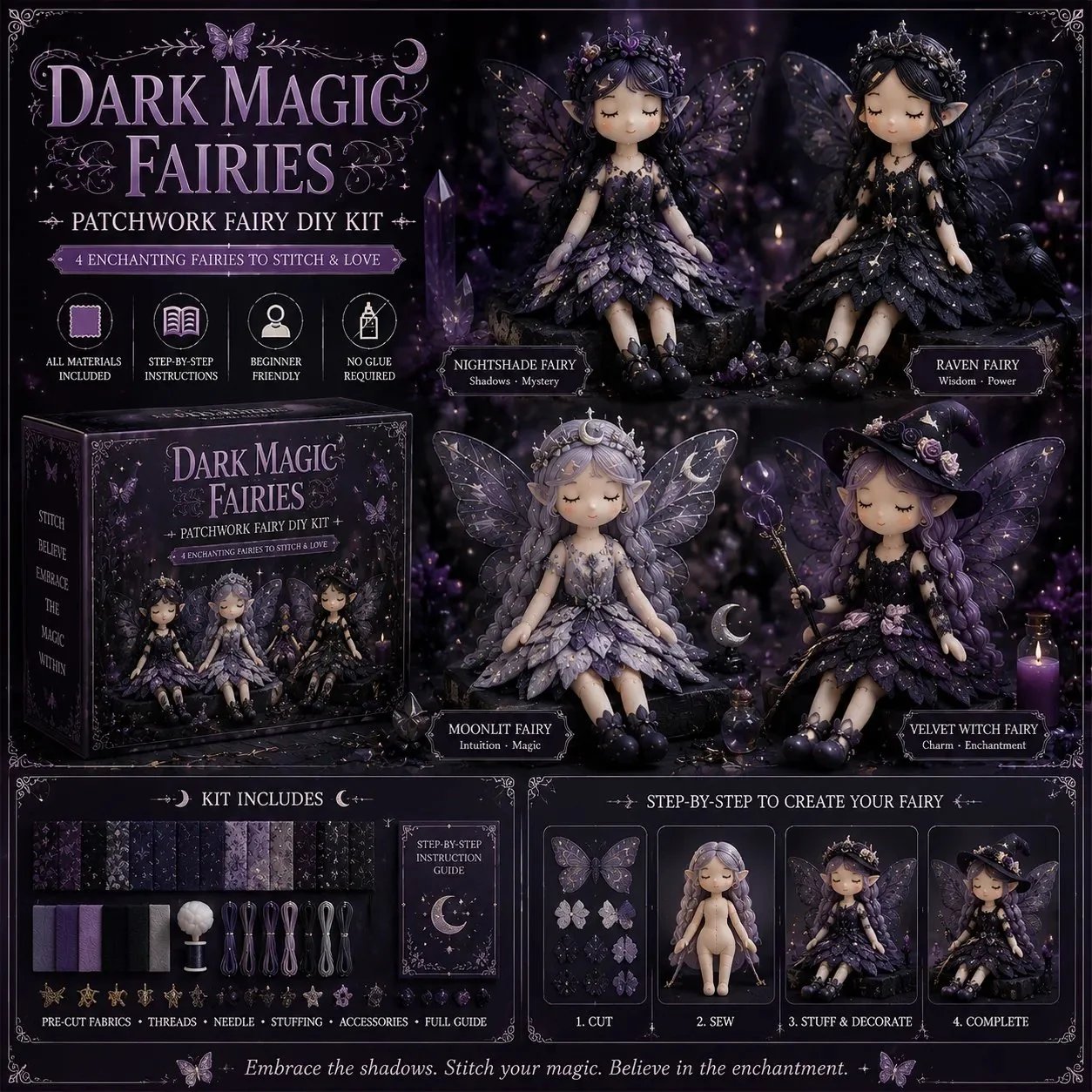 🧚 Create Your Own Fairy World – DIY Patchwork Fairy Doll Kit for Relaxing Craft Time 🌷