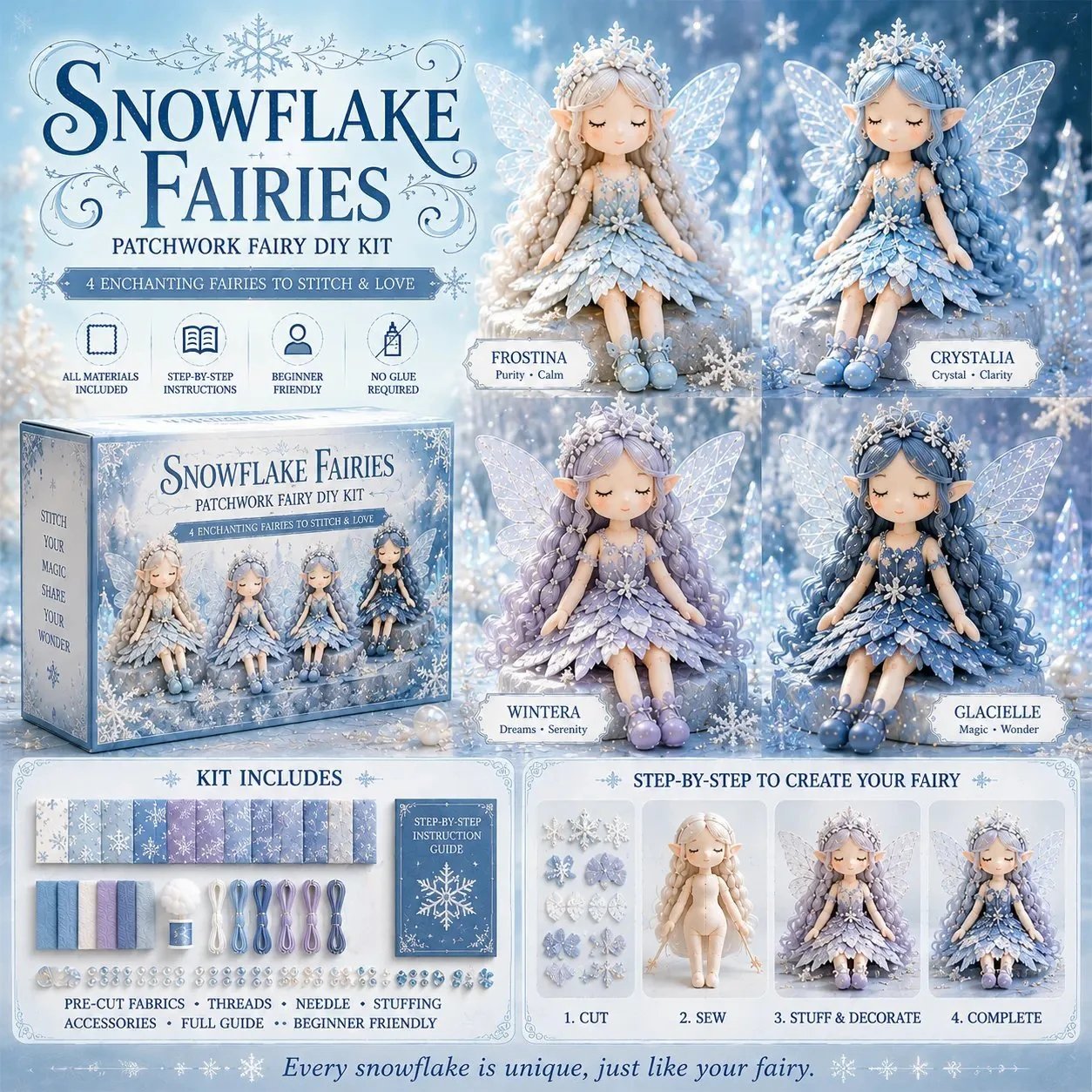 🧚 Create Your Own Fairy World – DIY Patchwork Fairy Doll Kit for Relaxing Craft Time 🌷
