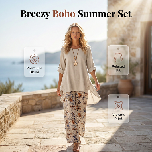 💥New Arrival💥Women's Cotton Linen Half Sleeve Top ＆ Pants Set