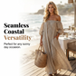 👗 LIMITED-TIME 50% OFF! ✨ Women's Off-Shoulder Maxi Dress – Lantern Sleeves, Relaxed Fit, Side Pockets 🌸