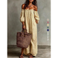 👗 LIMITED-TIME 50% OFF! ✨ Women's Off-Shoulder Maxi Dress – Lantern Sleeves, Relaxed Fit, Side Pockets 🌸
