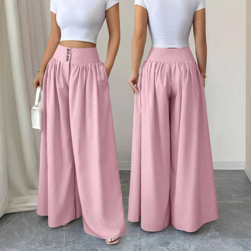 👖 LIMITED-TIME 50% OFF! ✨ Women's High-Waist Pleated Wide-Leg Pants – Flowing Cut, Side Pockets, Versatile 🌿