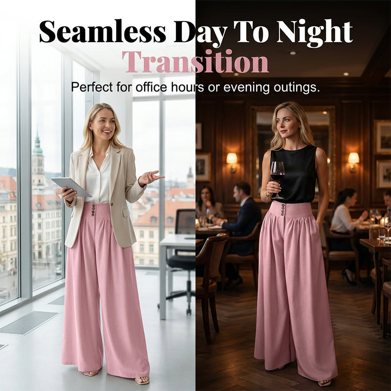 👖 LIMITED-TIME 50% OFF! ✨ Women's High-Waist Pleated Wide-Leg Pants – Flowing Cut, Side Pockets, Versatile 🌿