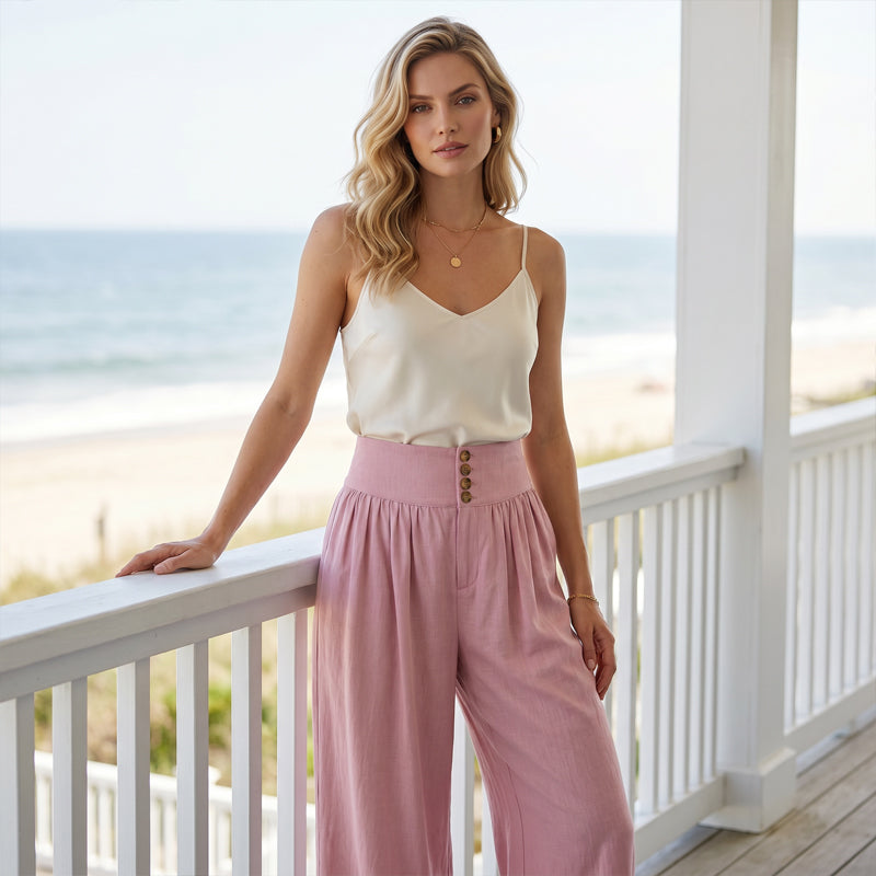 👖 LIMITED-TIME 50% OFF! ✨ Women's High-Waist Pleated Wide-Leg Pants – Flowing Cut, Side Pockets, Versatile 🌿