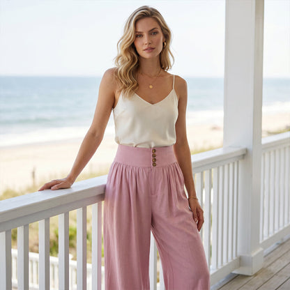 👖 LIMITED-TIME 50% OFF! ✨ Women's High-Waist Pleated Wide-Leg Pants – Flowing Cut, Side Pockets, Versatile 🌿