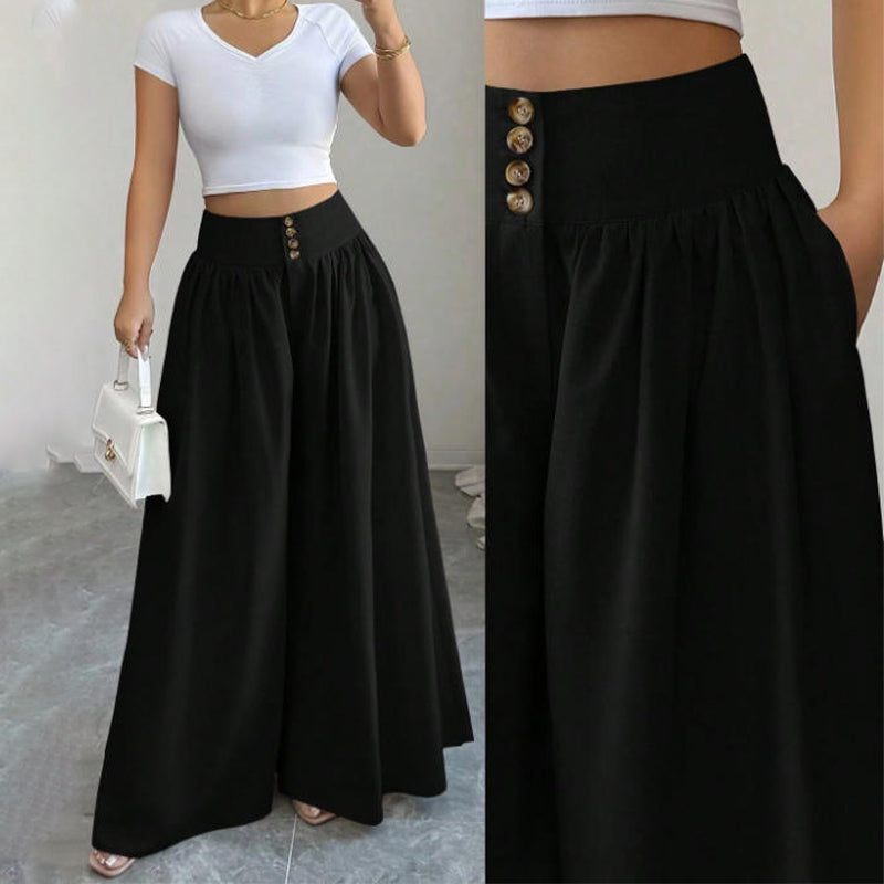👖 LIMITED-TIME 50% OFF! ✨ Women's High-Waist Pleated Wide-Leg Pants – Flowing Cut, Side Pockets, Versatile 🌿