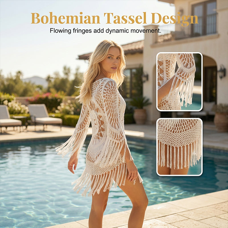 👙 50% OFF NOW! 🌊 Bohemian Crochet Beach Cover-Up with Tassels