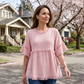 🔥New Arrivals & Special Offers-Women's Casual Fringe-Trim Ruffle Sleeve Top