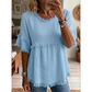 🔥New Arrivals & Special Offers-Women's Casual Fringe-Trim Ruffle Sleeve Top
