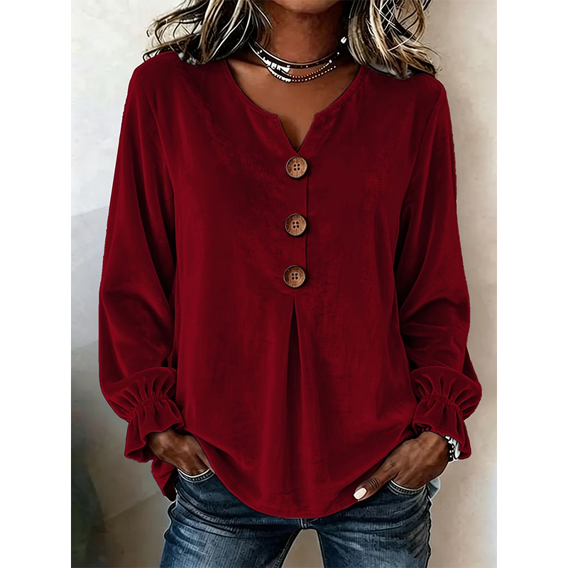 Women's Casual V-Neck Loose-Fit Blouse