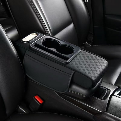 Car Armrest Cushion,5-in-1 Center Console Cover with 2 Storage Bags Cup Holder, Tissue Box Slot, Phone Slot for Sedans, Car Accessories Interior Organizers