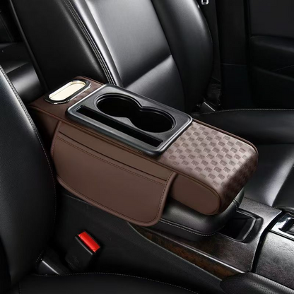 Car Armrest Cushion,5-in-1 Center Console Cover with 2 Storage Bags Cup Holder, Tissue Box Slot, Phone Slot for Sedans, Car Accessories Interior Organizers